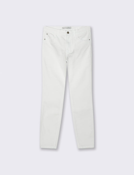 JEANS SKINNY 5 Tasche con Chiusura Frontale - Bianco