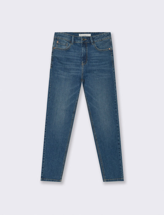 Jeans Skinny Push Up Vita Alta 5 Tasche - Denim