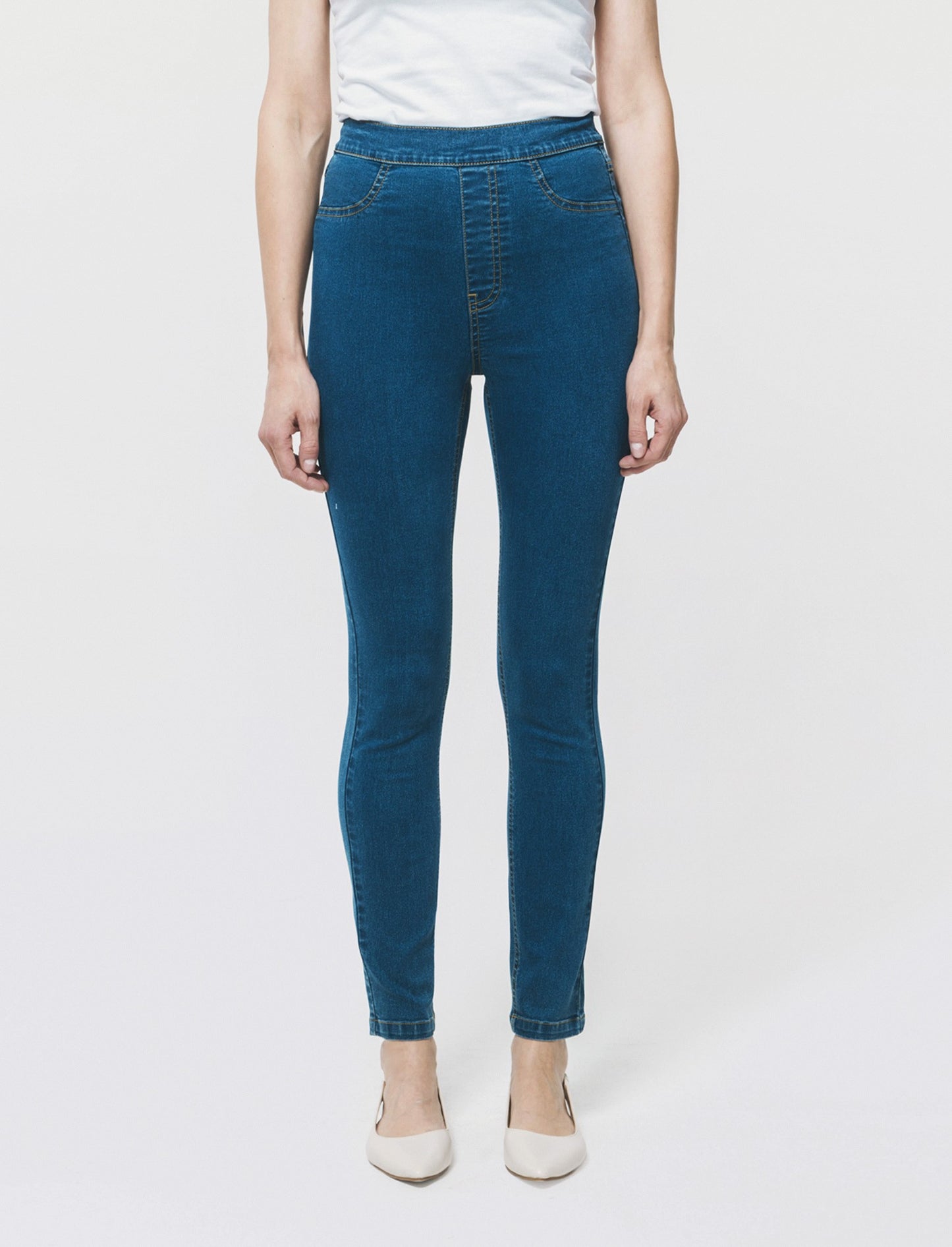 Skinny Jeans Vita Alta con Elastico - DENIM SCURO