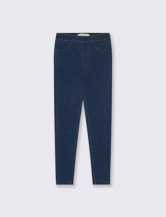 Skinny Jeans Vita Alta con Elastico - DENIM SCURO