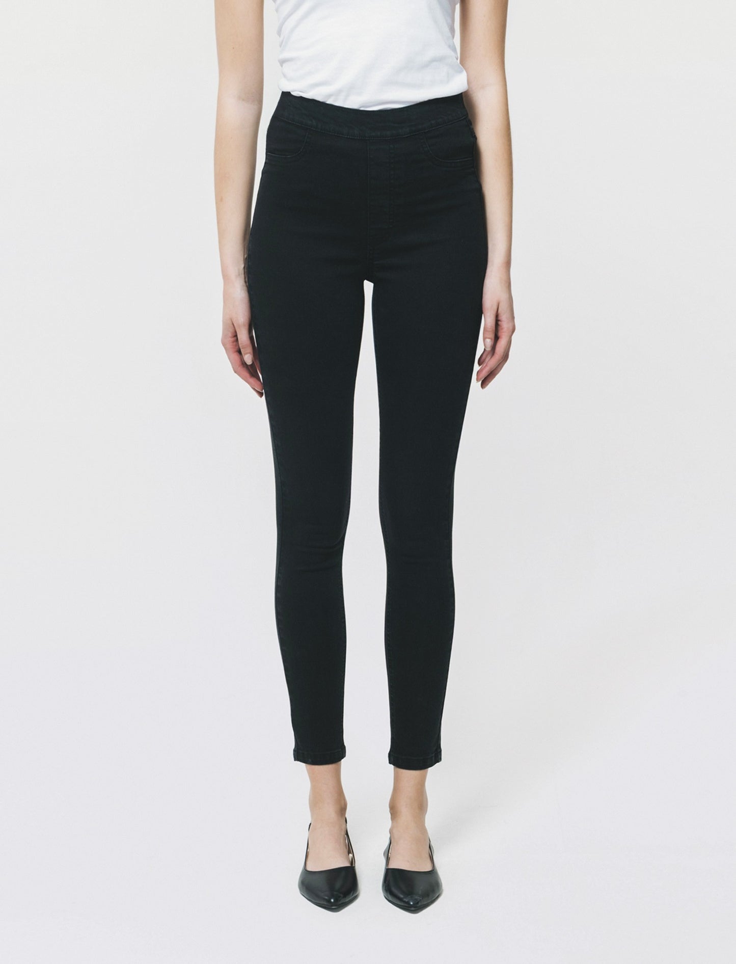 Skinny High Waist Jeans with Elastic - Black