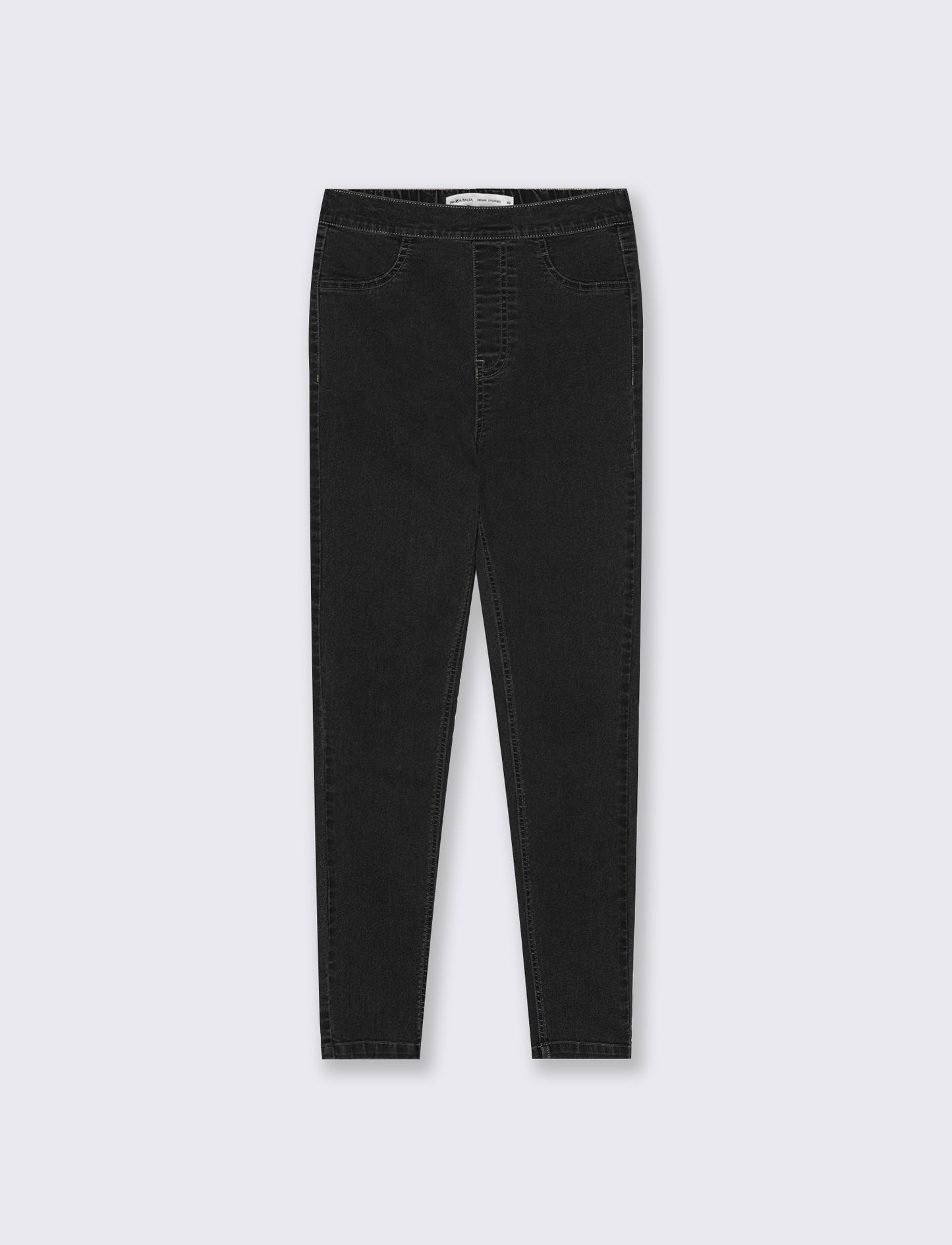 Skinny High Waist Jeans with Elastic - Black