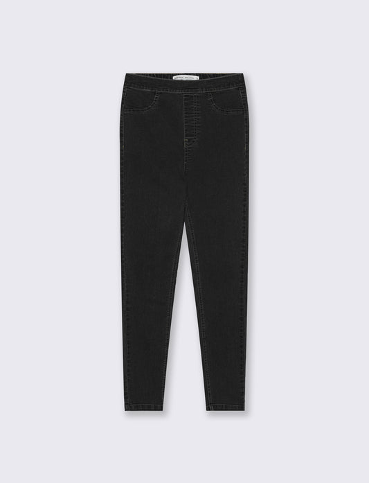 Skinny Jeans Vita Alta con Elastico - Nero