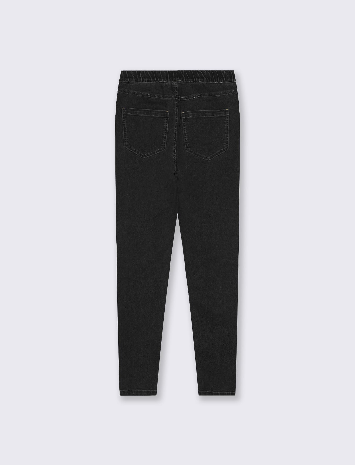 Skinny High Waist Jeans with Elastic - Black