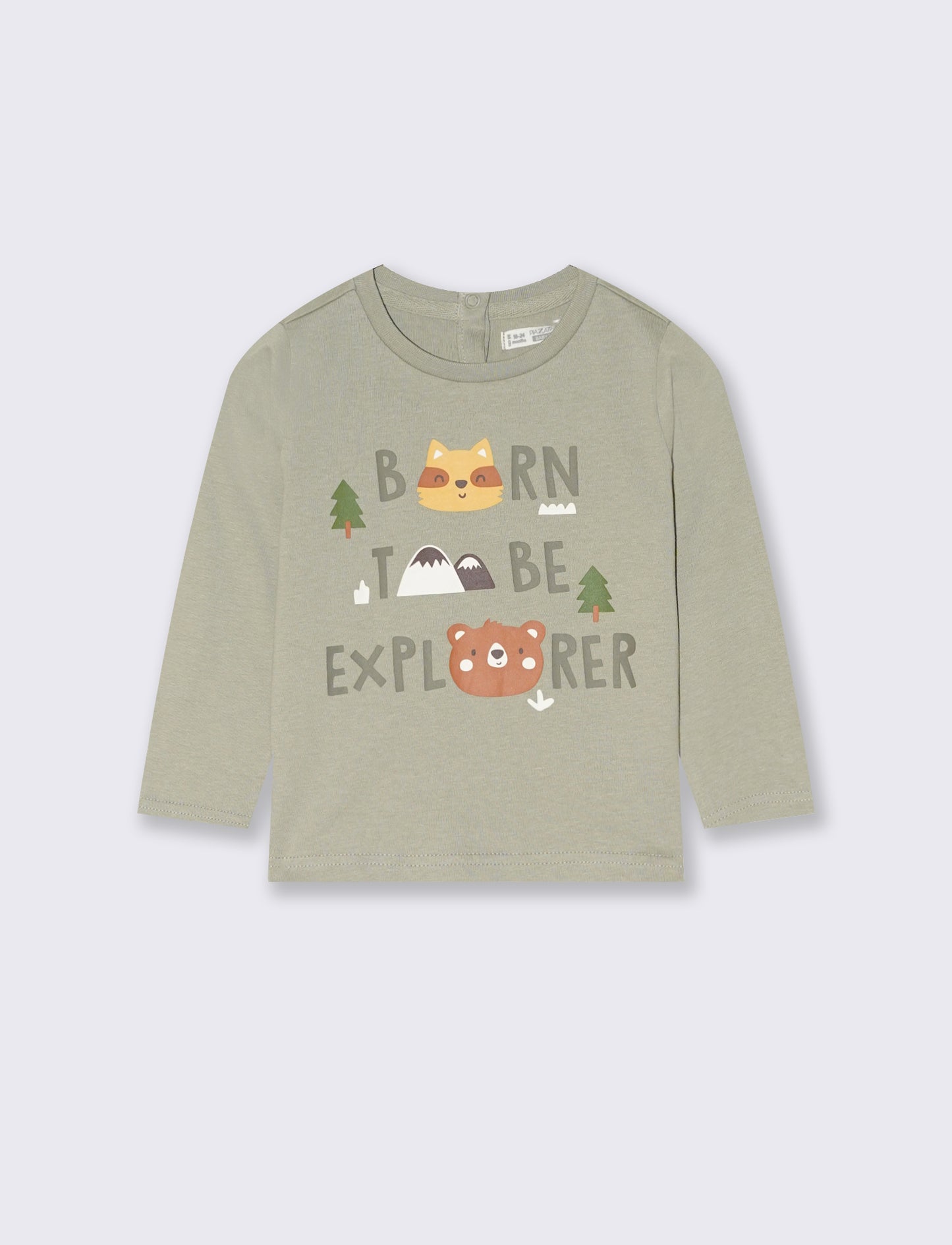 T shirt  basica con stampa - Verde salvia