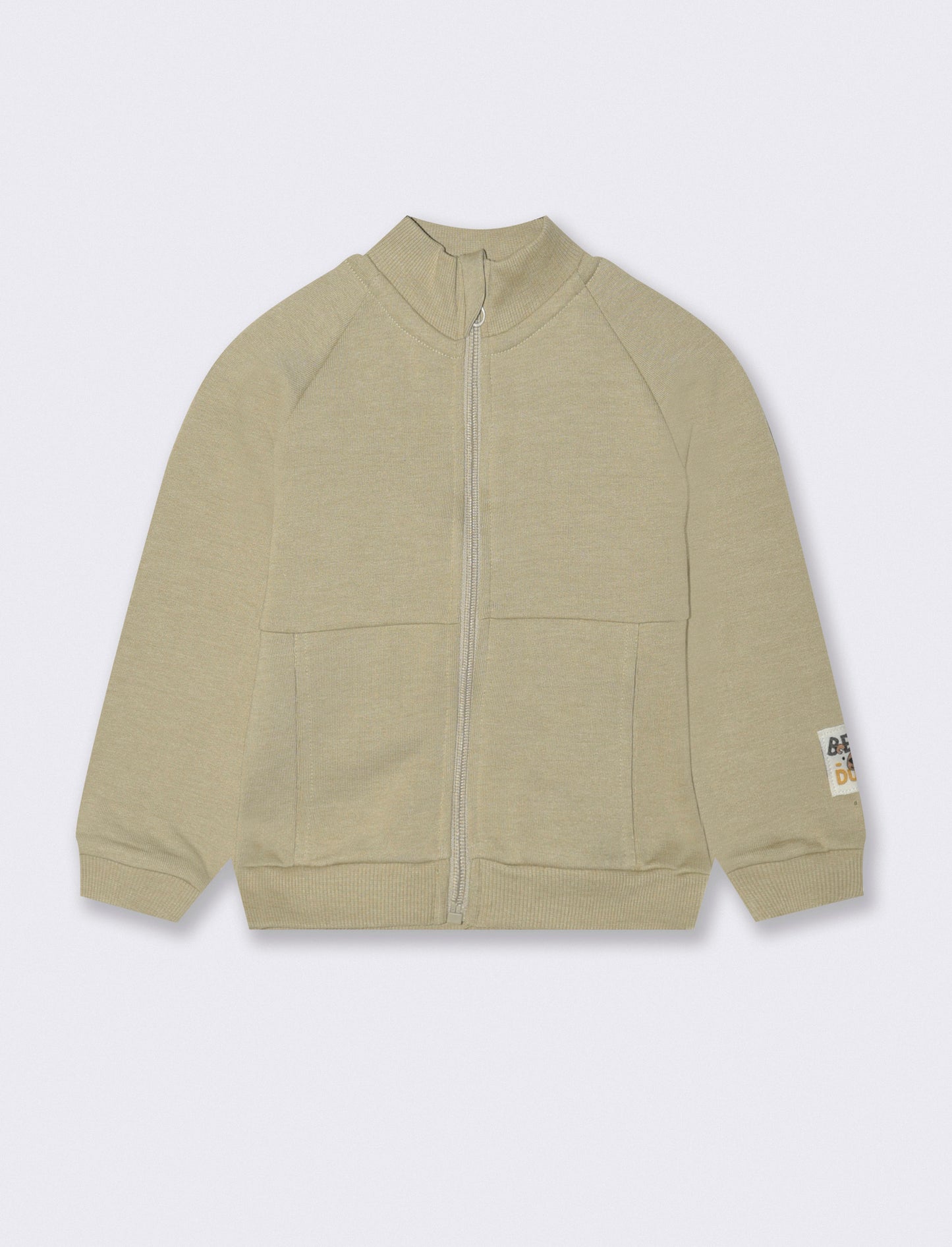 Felpa basica con zip - Verde salvia