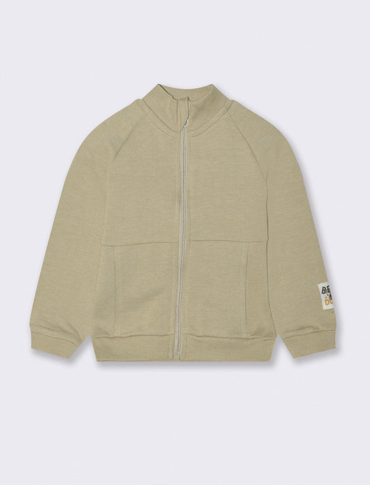 Felpa basica con zip - Verde salvia