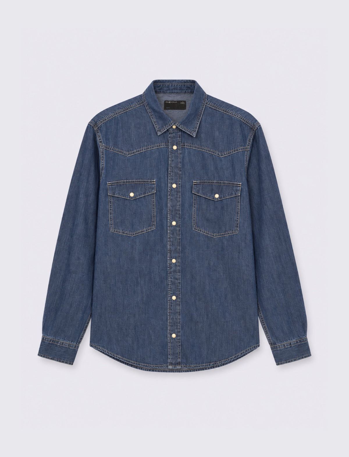 CAMICIA IN DENIM CON TASCHE - DENIM SCURO