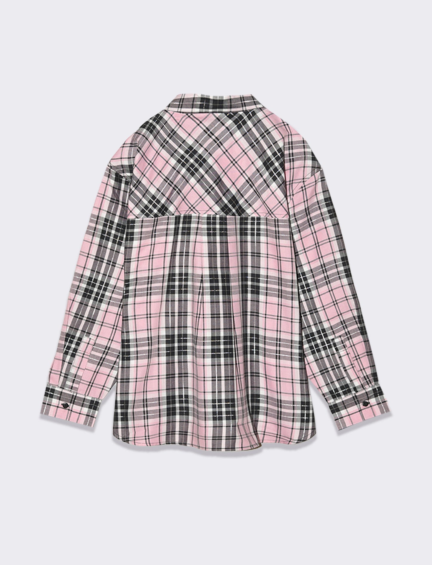 Plaid Oversized Girl's Shirt - Pink