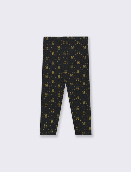 Leggings all over stampa in pasta - Nero