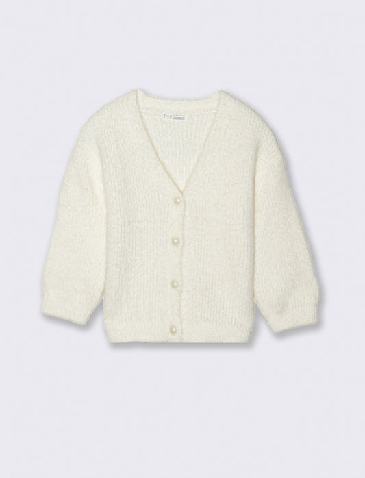 Cardigan in maglia morbida - Bianco panna