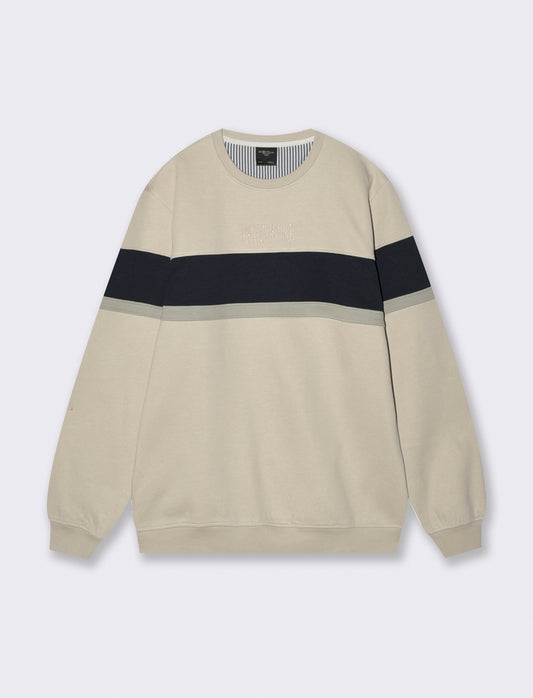 FELPA CON RICAMO E  FASCIA CONTRASTO - Grigio ghiaccio
