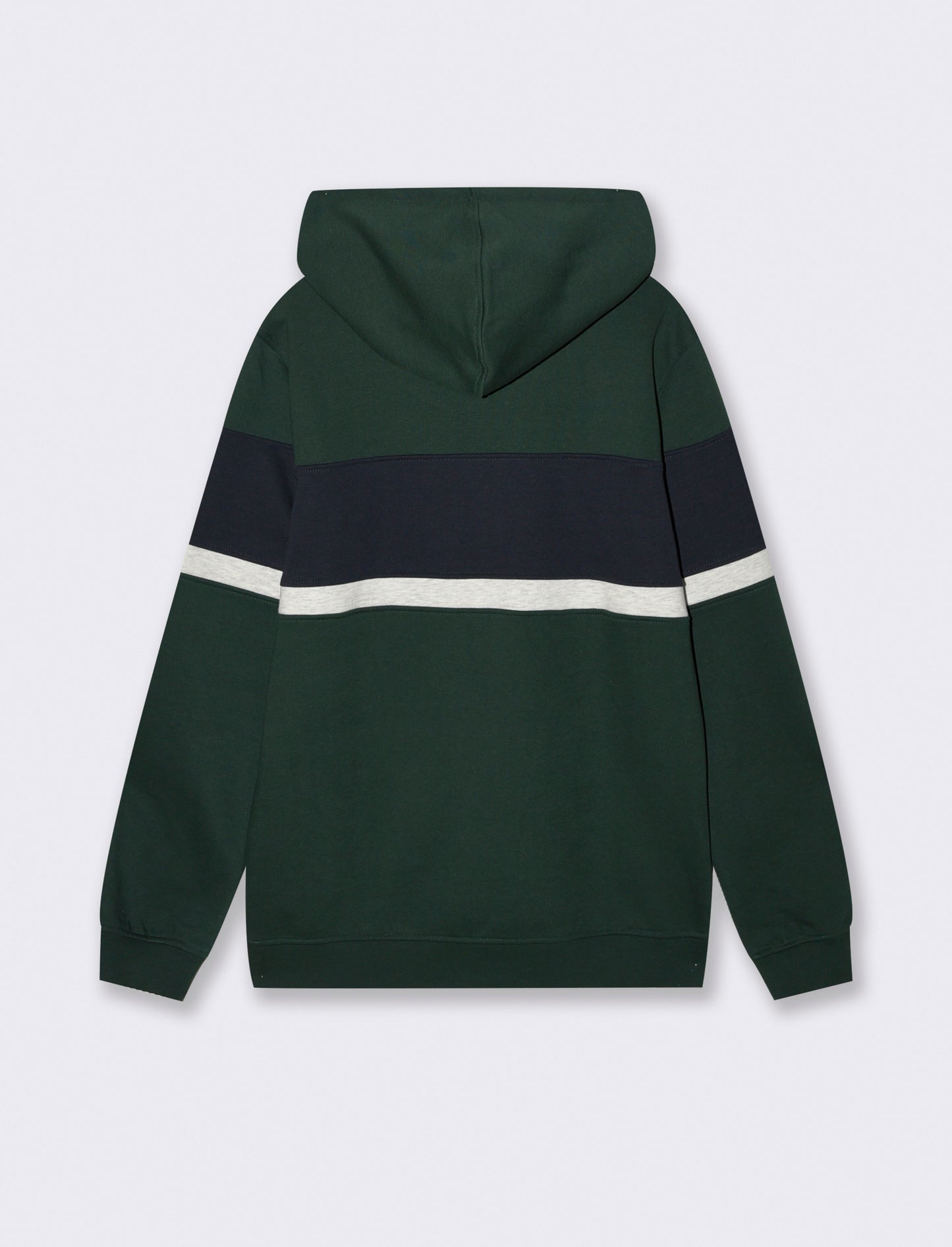 FELPA CON CAPPUCCIO FASCIA CONTRASTO - Verde scuro