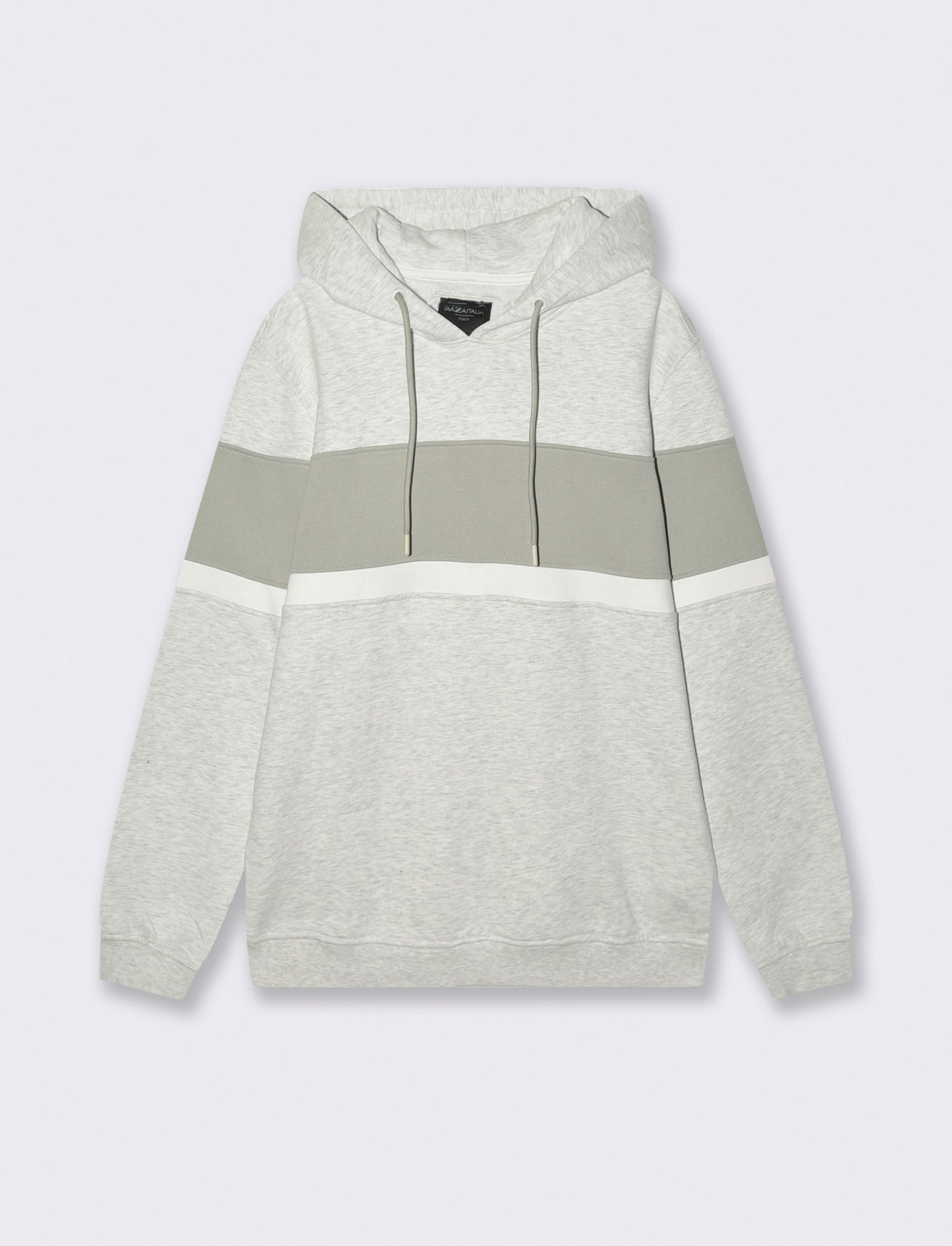 FELPA CON CAPPUCCIO FASCIA CONTRASTO - Grigio mel.