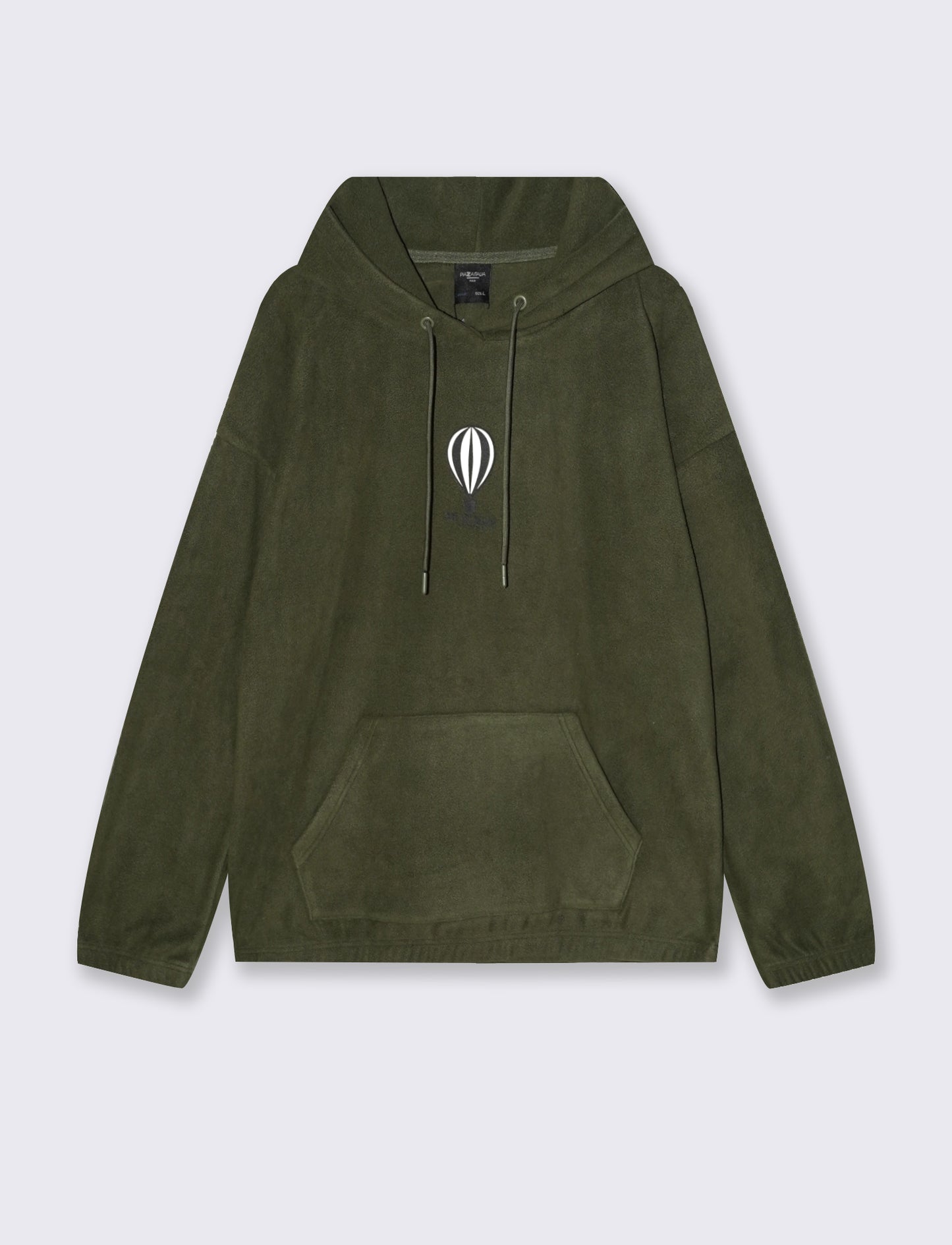FELPA CON CAPPUCCIO IN PILE - Verde militare