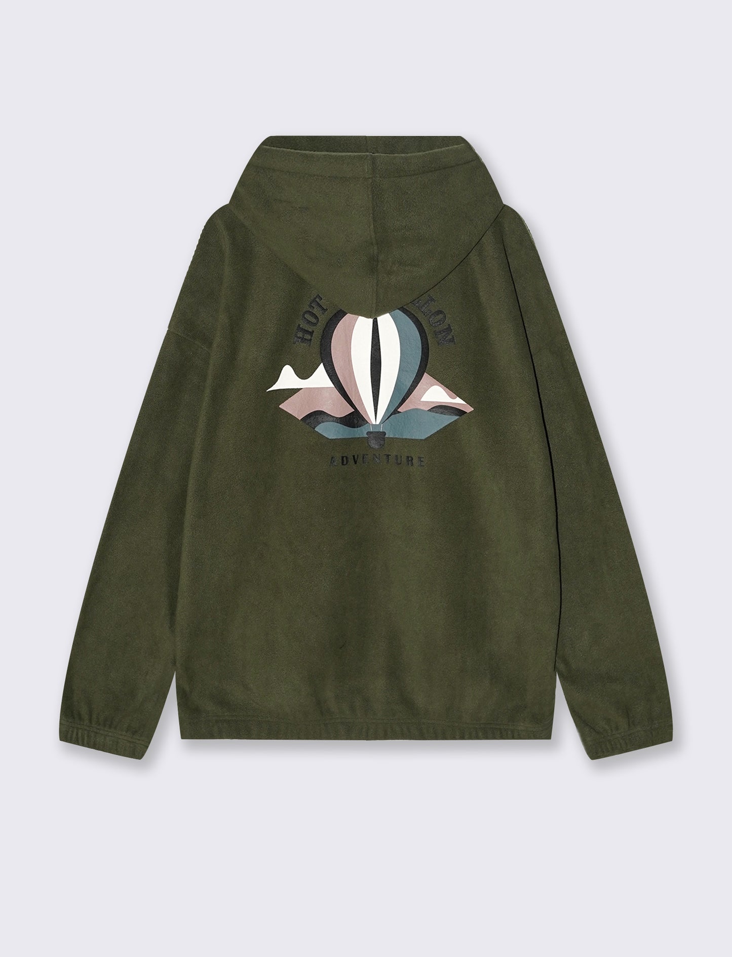 FELPA CON CAPPUCCIO IN PILE - Verde militare