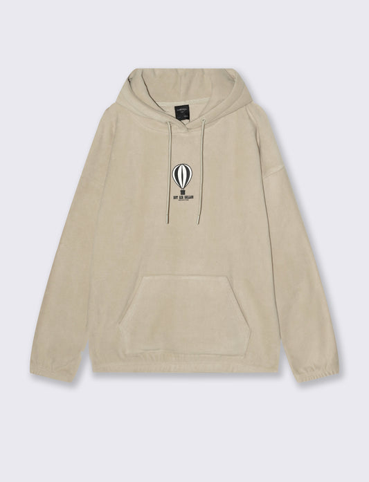 FELPA CON CAPPUCCIO IN PILE - Beige