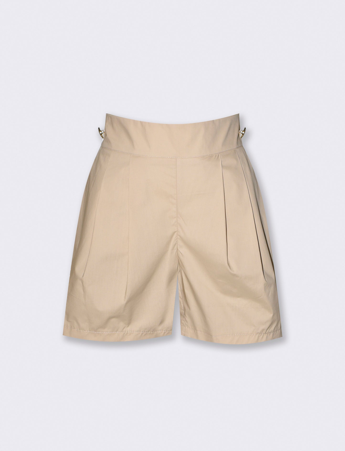 SHORTS VITA ALTA CON BOTTONI APPLICATI - Beige corda