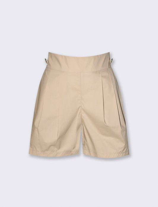 SHORTS VITA ALTA CON BOTTONI APPLICATI - Beige corda