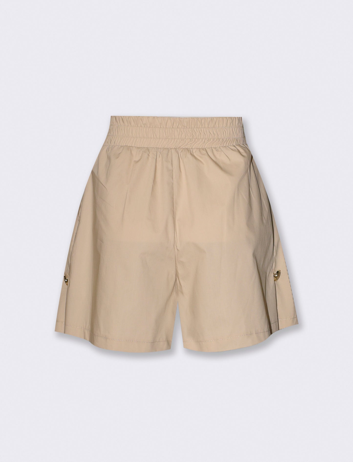 SHORTS VITA ALTA CON BOTTONI APPLICATI - Beige corda