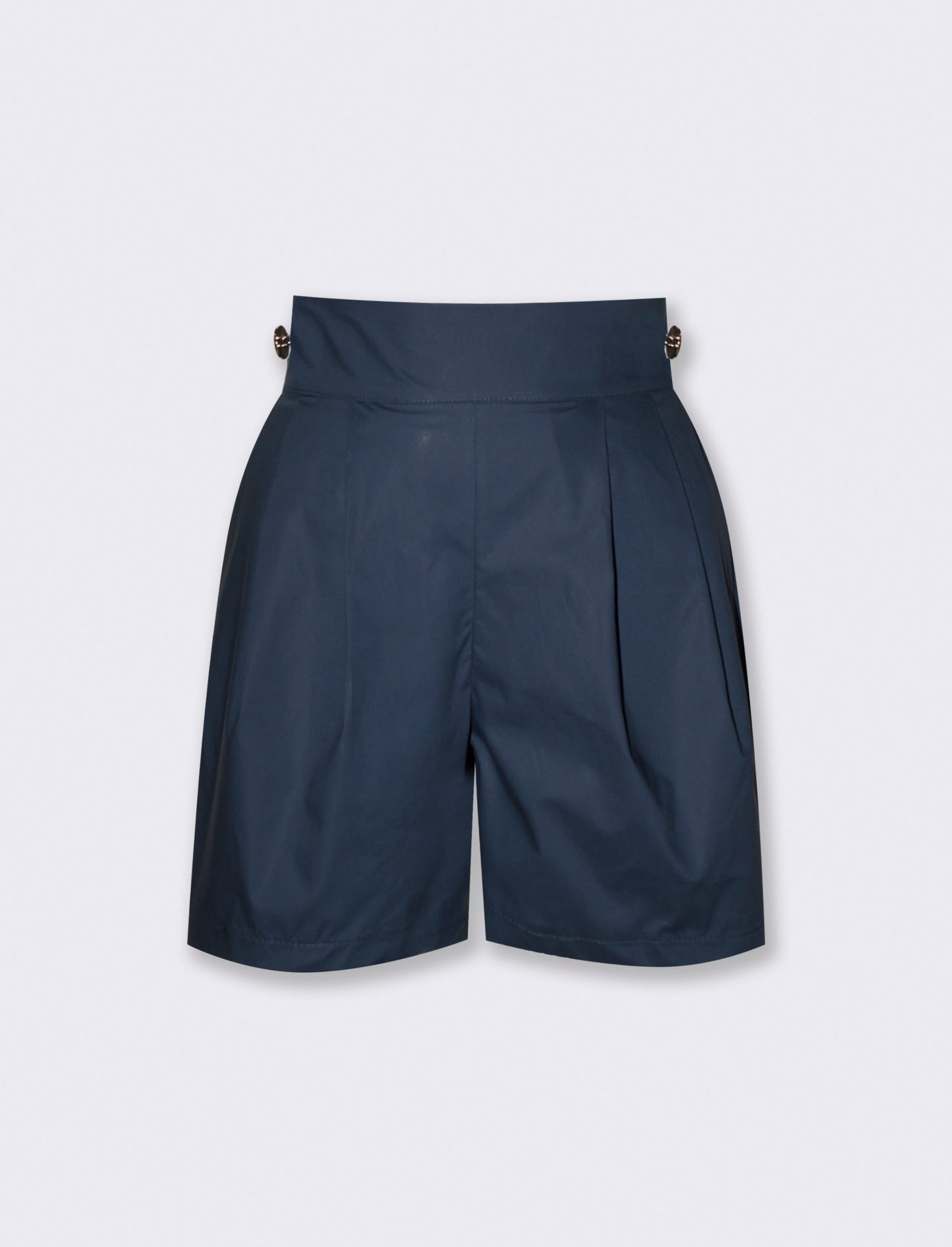 SHORTS VITA ALTA CON BOTTONI APPLICATI - Blu