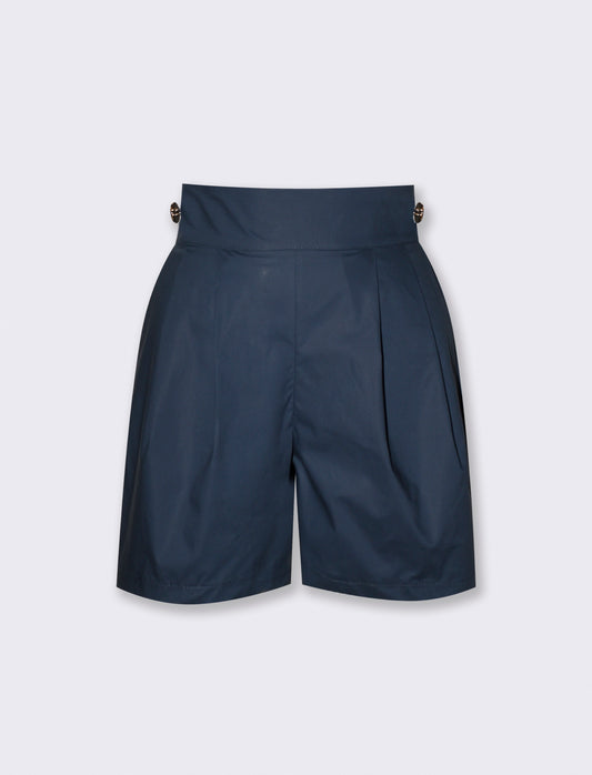 SHORTS VITA ALTA CON BOTTONI APPLICATI - Blu