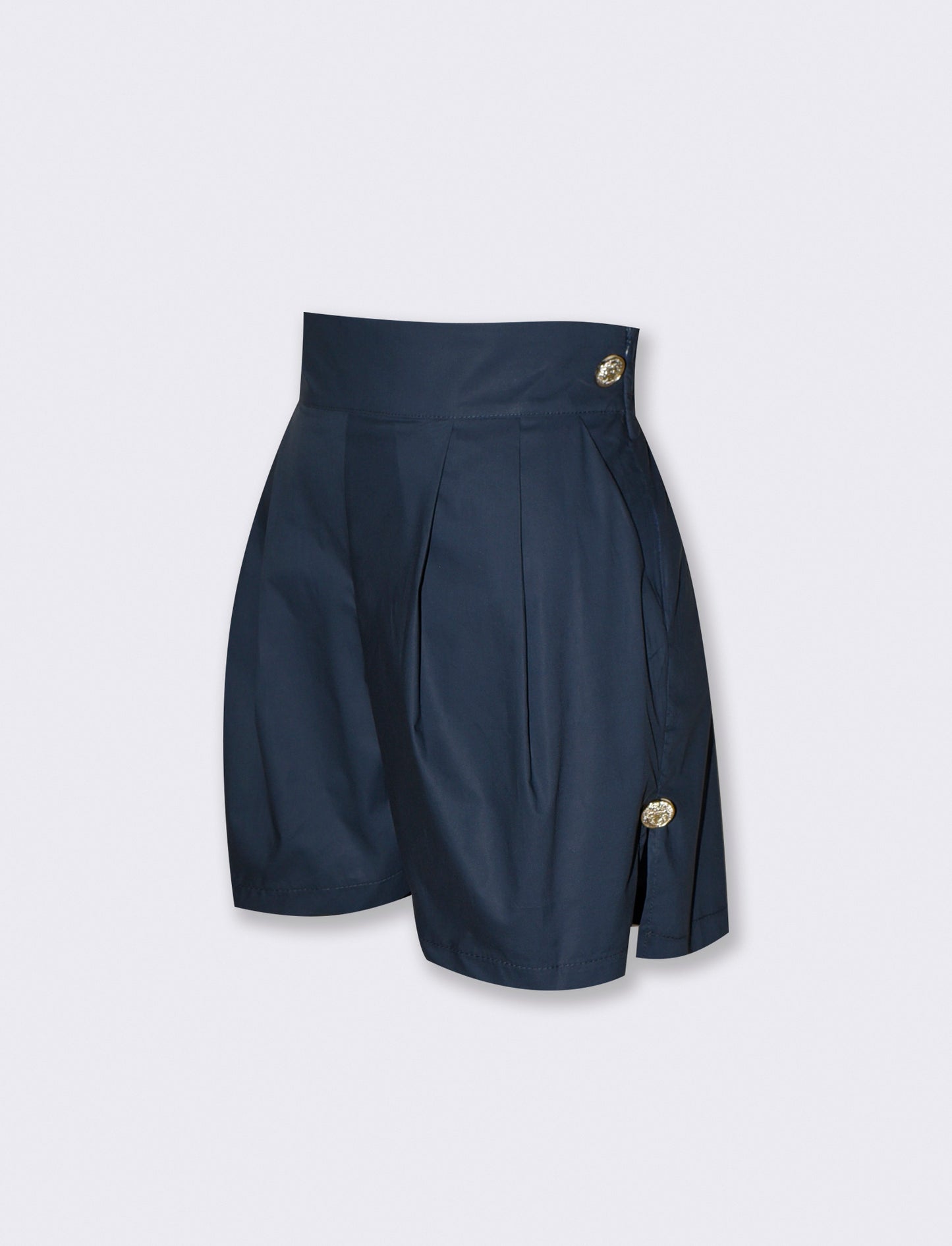 SHORTS VITA ALTA CON BOTTONI APPLICATI - Blu