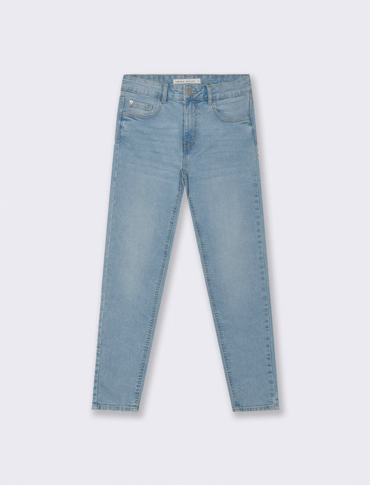 Jeans Skinny Vita Bassa con Tasche Retro - Denim
