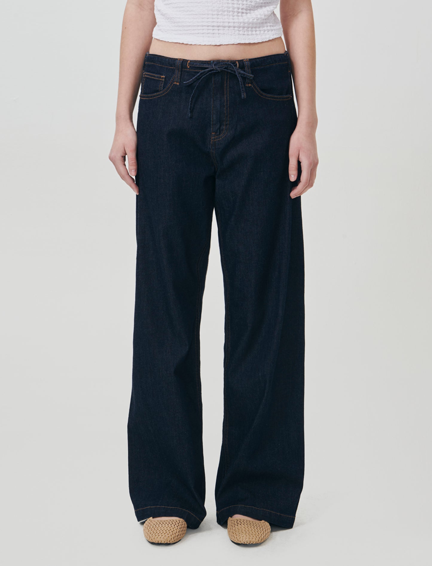 Jeans con Coulisse e Tasche Americane - DENIM SCURO
