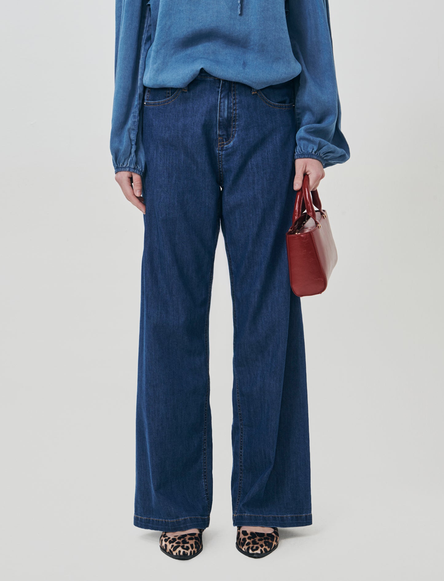 Jeans with Drawstring and American Pockets - Blue