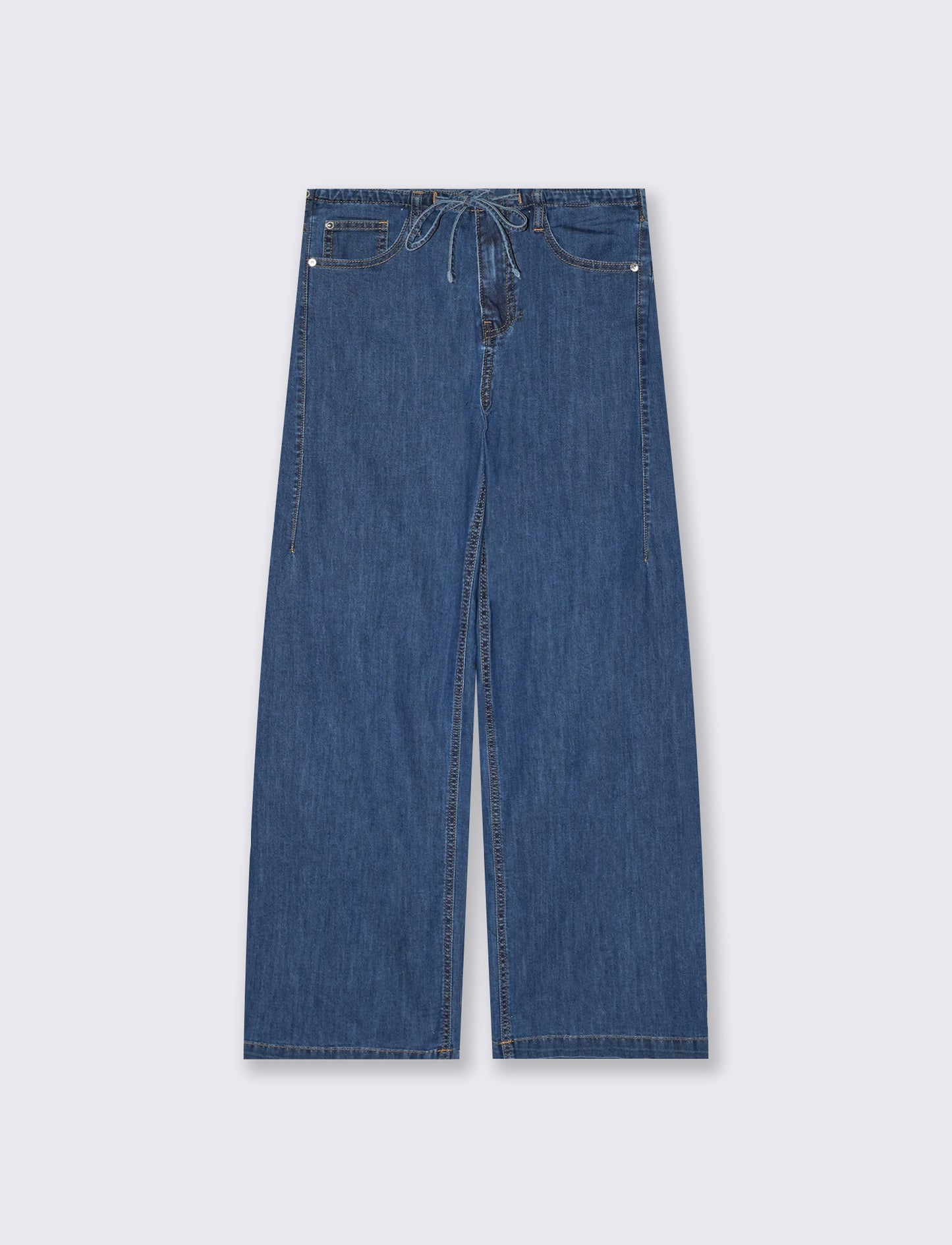 Jeans with Drawstring and American Pockets - Blue