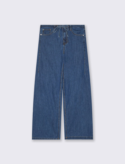 Jeans con Coulisse e Tasche Americane - Denim