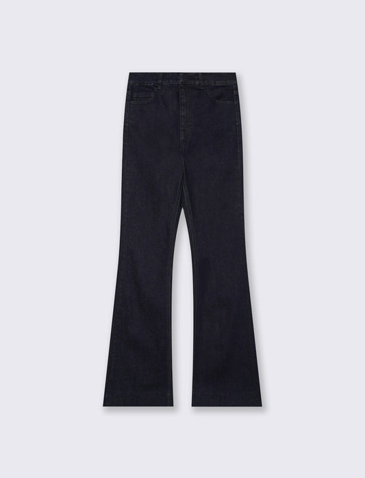 Jeans a Zampa Vita Alta con Tasche - Denim