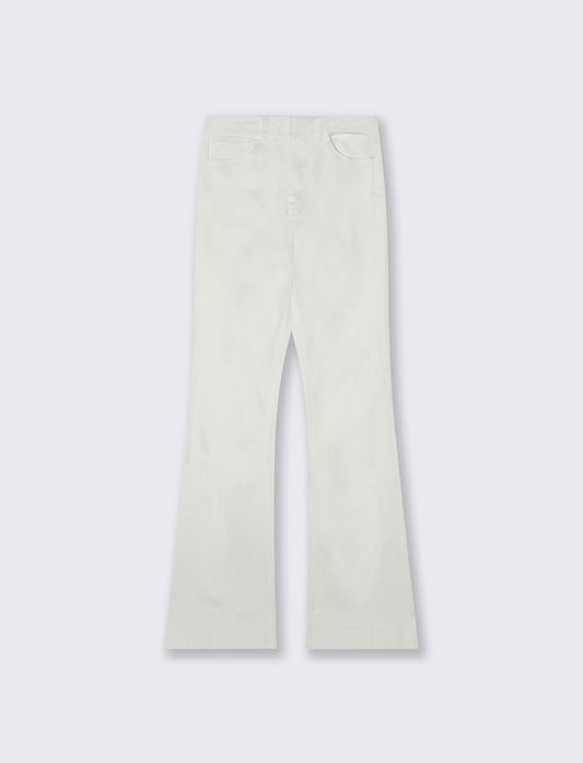 Jeans a Zampa Vita Alta con Tasche - Bianco
