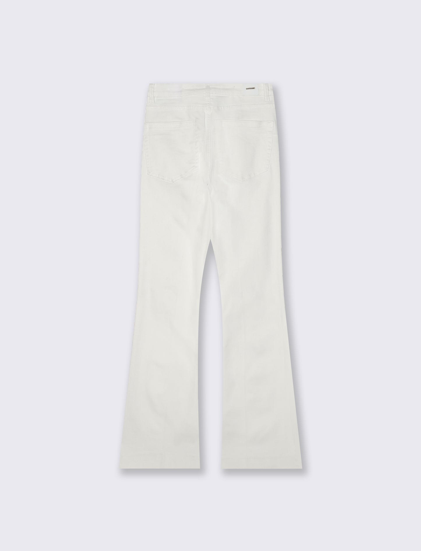 Jeans a Zampa Vita Alta con Tasche - Bianco