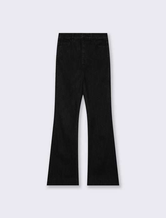 Jeans a Zampa Vita Alta con Tasche - Nero