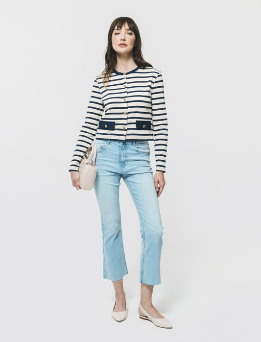 Jeans Mini Flare con Chiusura a Zip - Denim