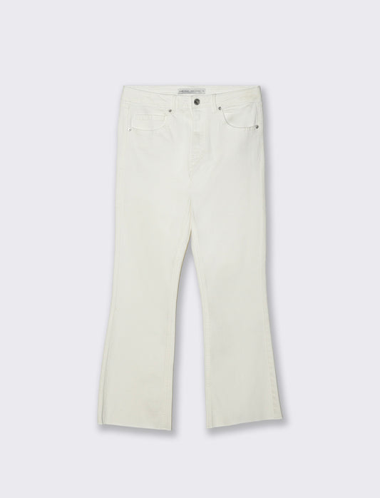 Jeans Mini Flare con Chiusura a Zip - Bianco