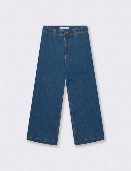 Jeans Gamba Larga Crop - Denim