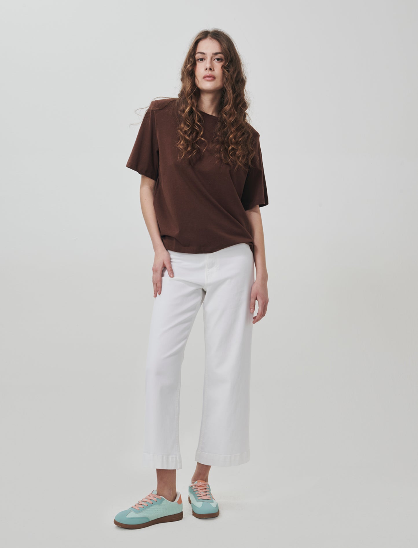 Jeans Gamba Larga Crop - Bianco
