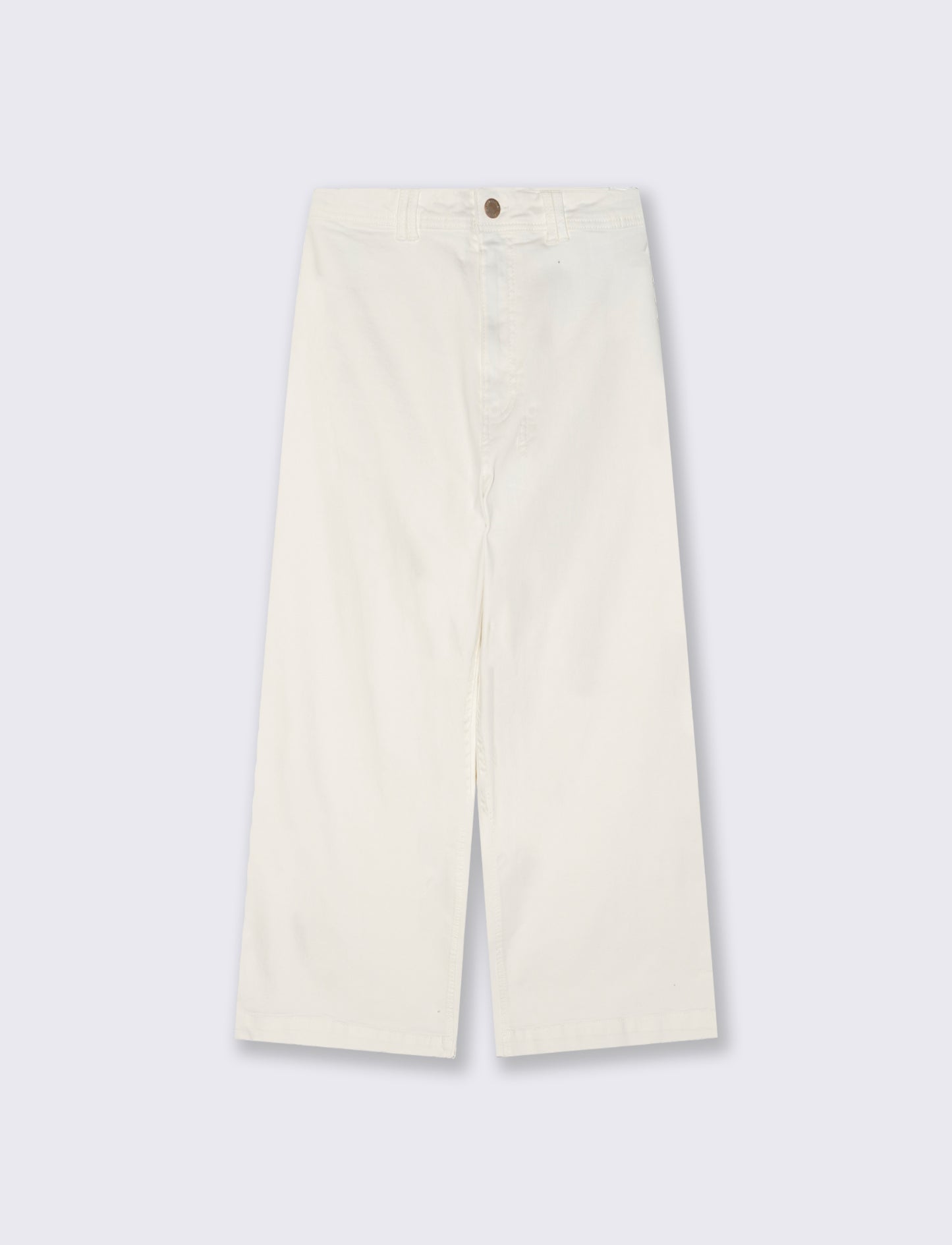 Jeans Gamba Larga Crop - Bianco