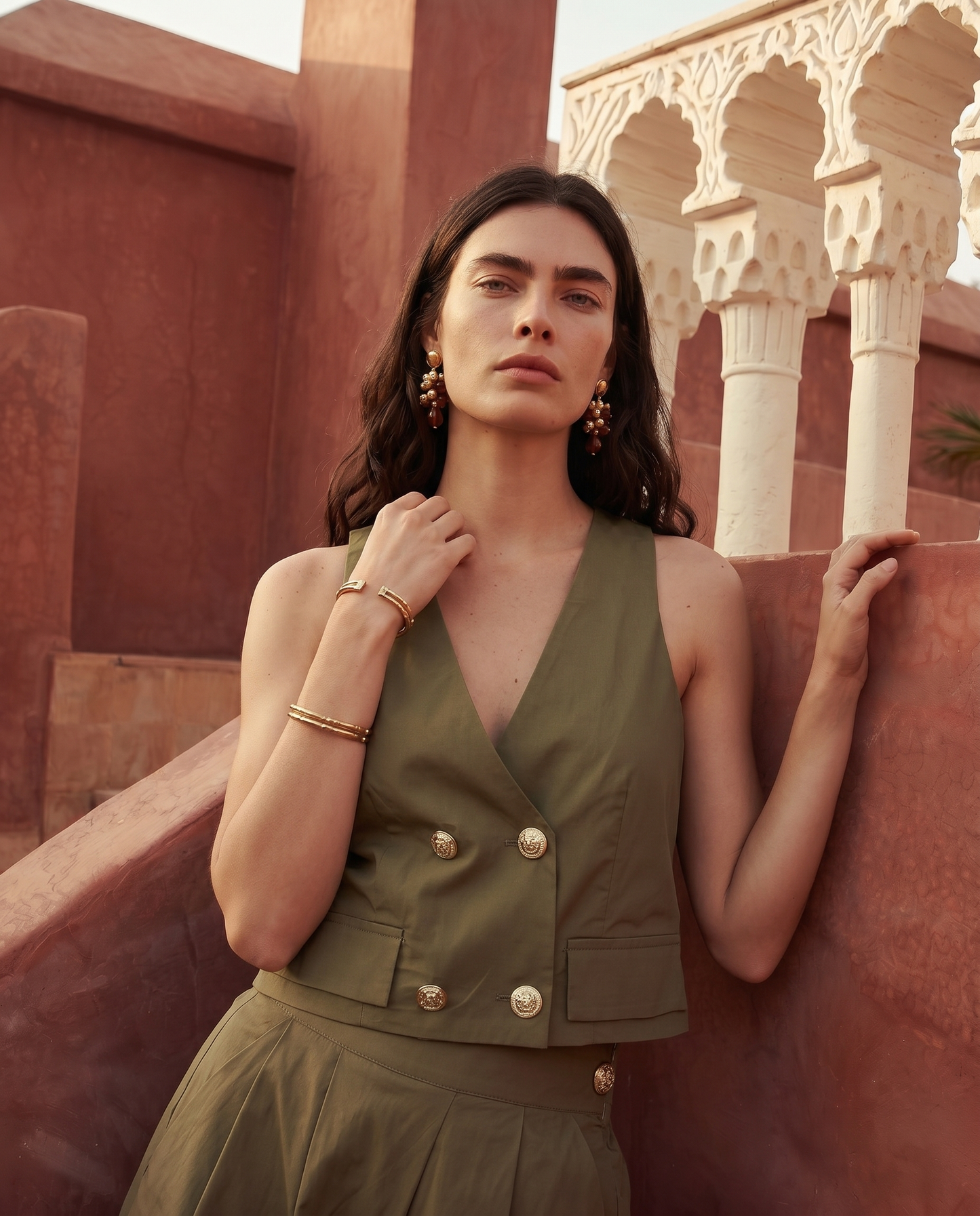 Top crop donna con tasche e bottoni - Ve.milit.