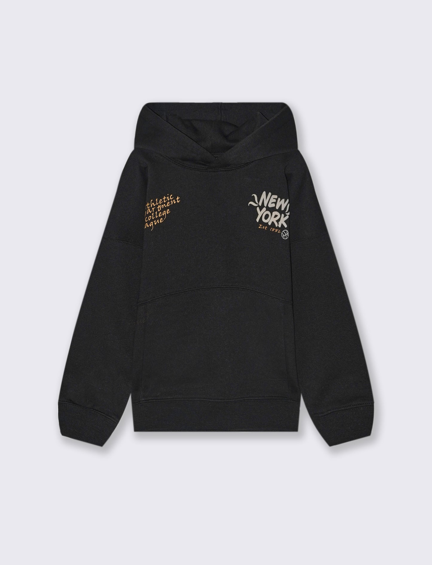 FELPA CON CAPPUCCIO E SCRITTA - Nero