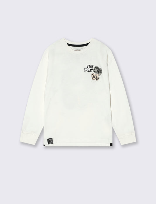 T-SHIRT MANICA LUNGA - Bianco latte