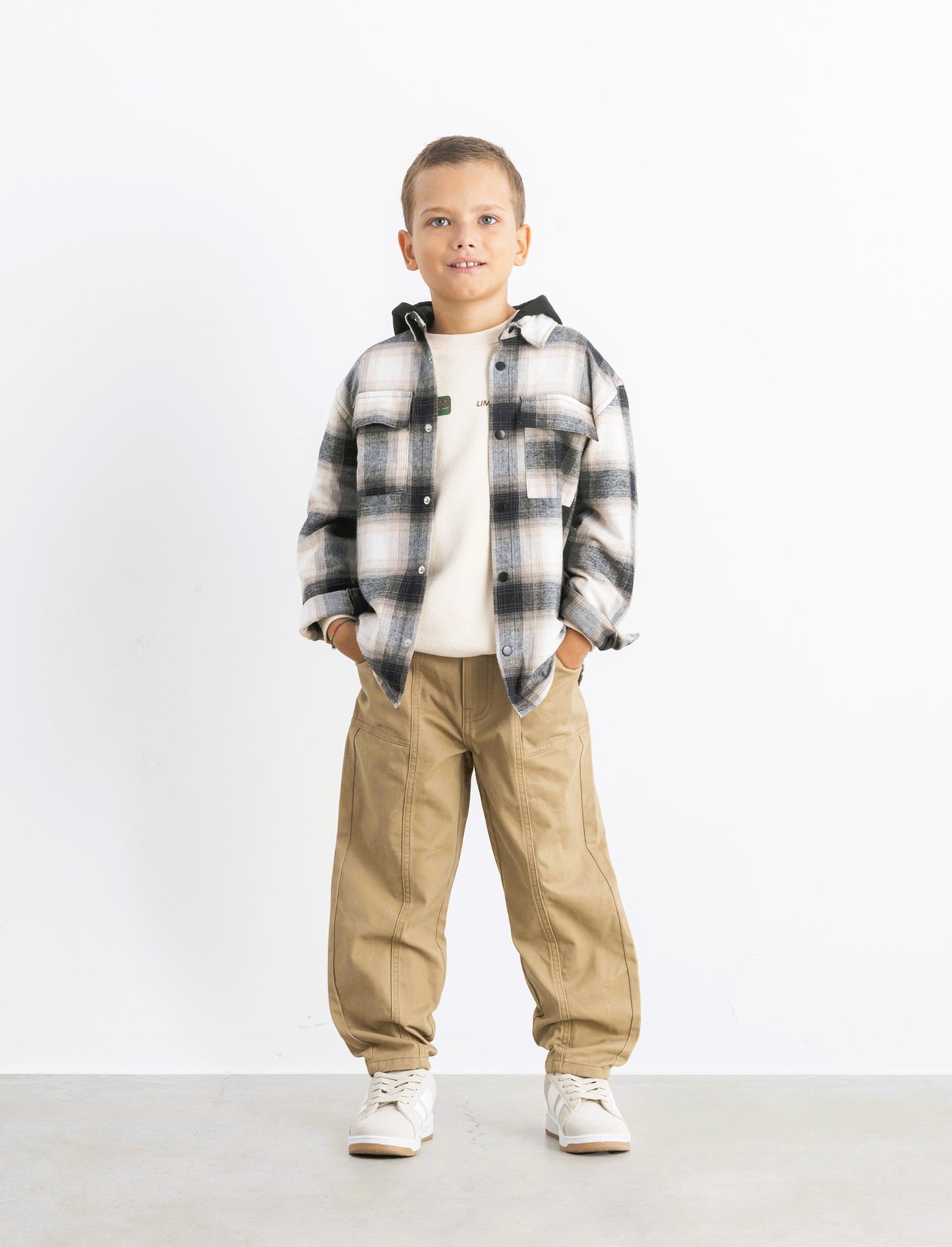 Camicia in flanella con cappuccio - Fantasia