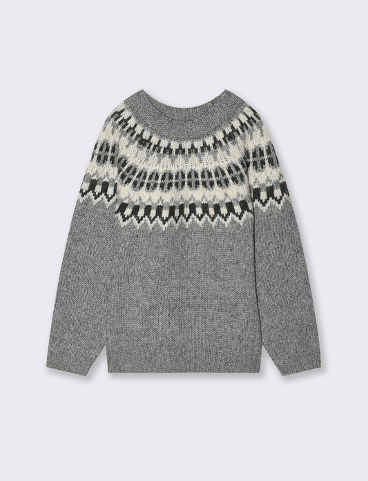 PULLOVER IN MAGLIA JACQUARD - Grigio