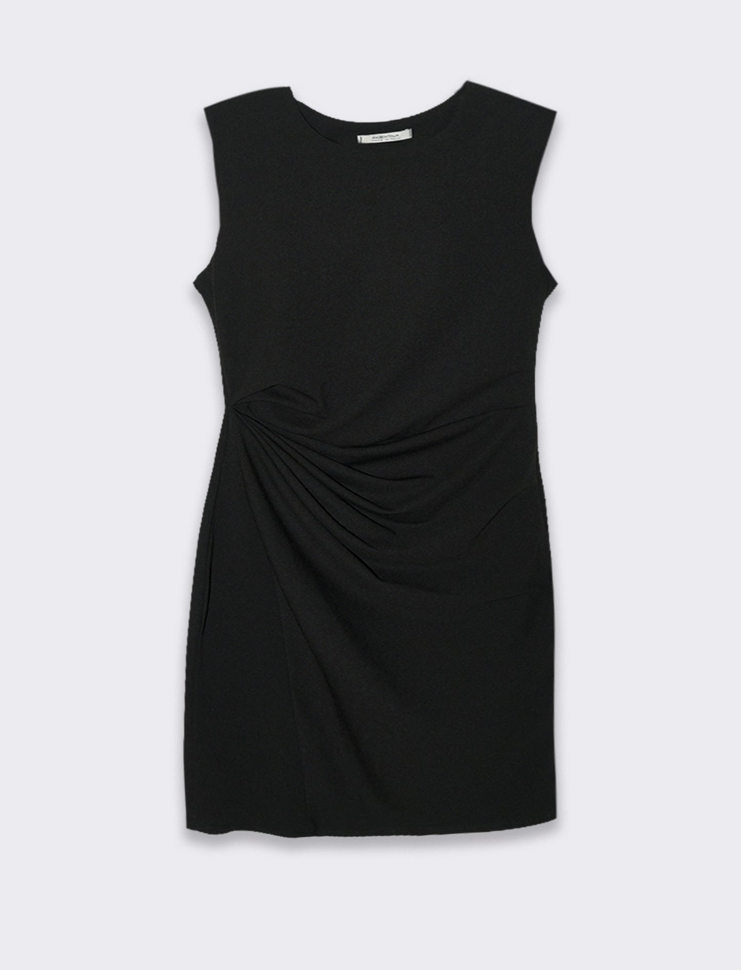 Vestito in tessuto elastico, arriccio sul fianco. - Nero
