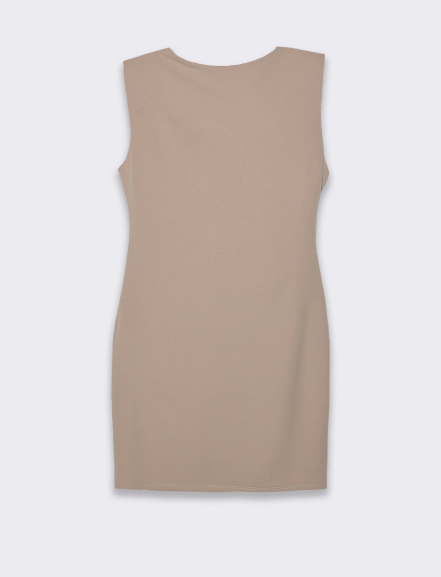 Vestito in tessuto elastico, arriccio sul fianco. - Beige