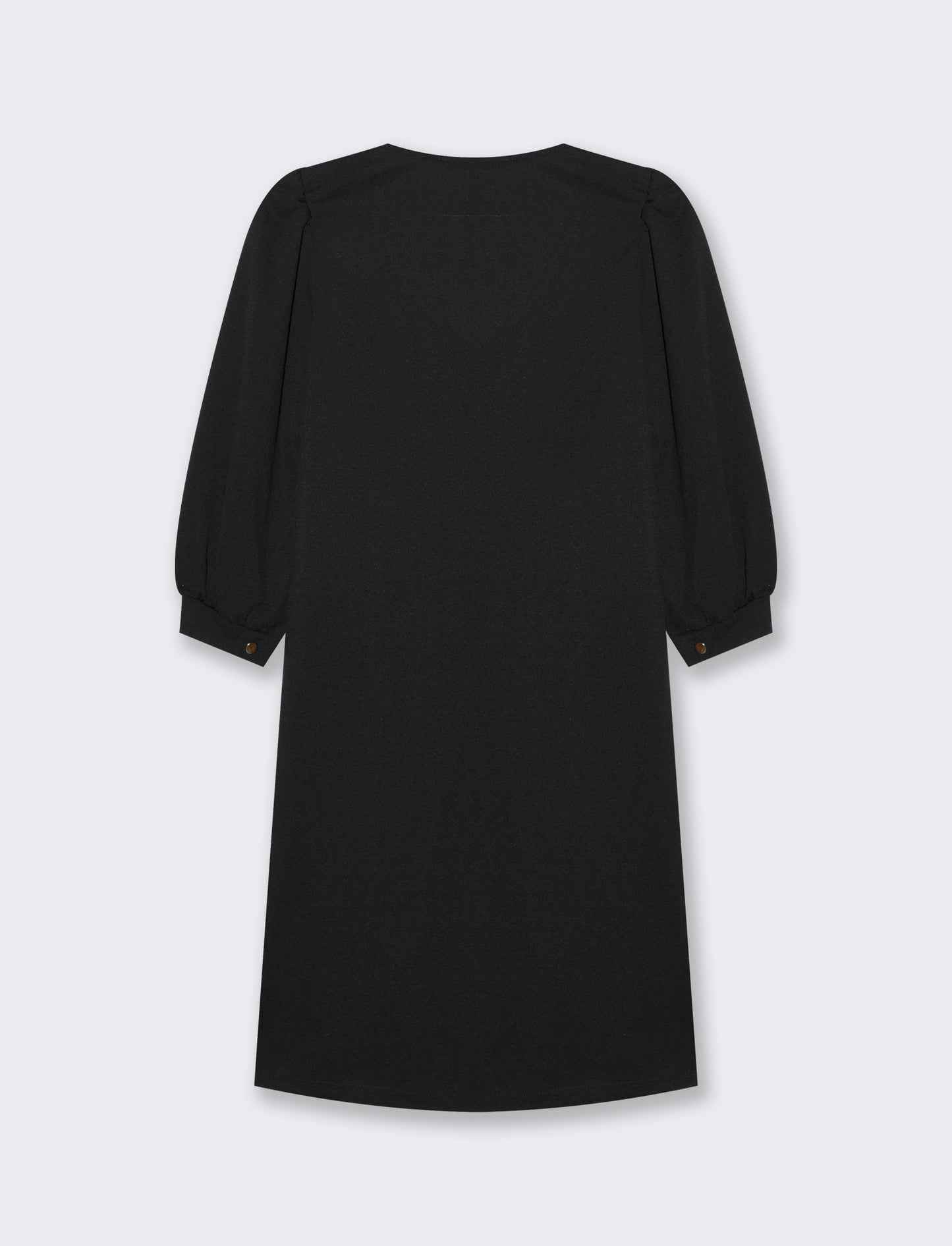 Vestito con maniche a sbuffo 3/4 e scollo a V - Nero