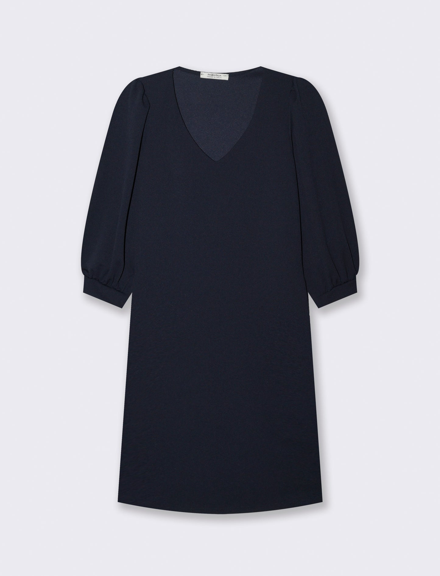 Vestito con maniche a sbuffo 3/4 e scollo a V - Blu